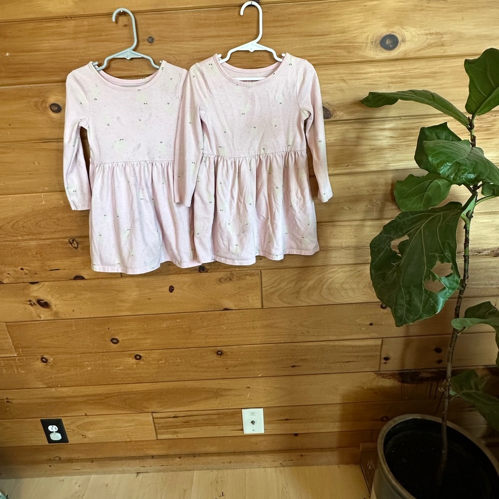 Cat & Jack Light Pink ghost Long-Sleeve Dresses for twins
